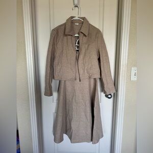 OGL Brand NWT Wool blend Taupe Jacket and Skirt Set Sz S